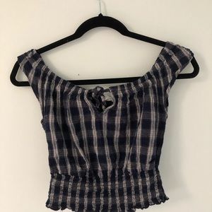 tillys off the shoulder plaid top